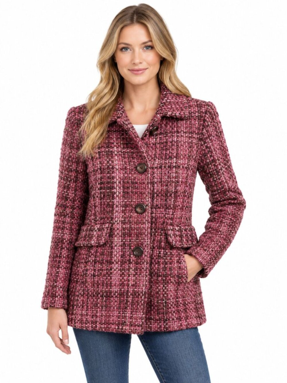 Banana Republic Y2K Wool Mohair Pea Coat Womens Extra Small Purple Vintage